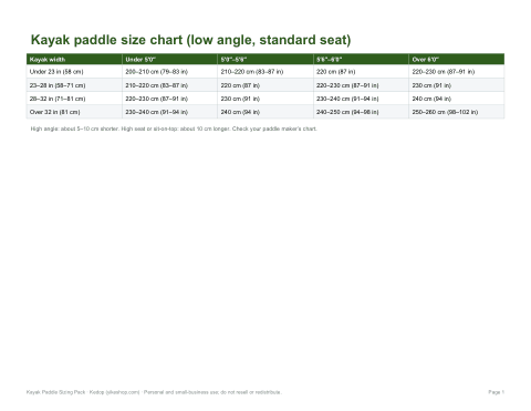 Preview of the first page of Paddle chart (PDF/DOCX)