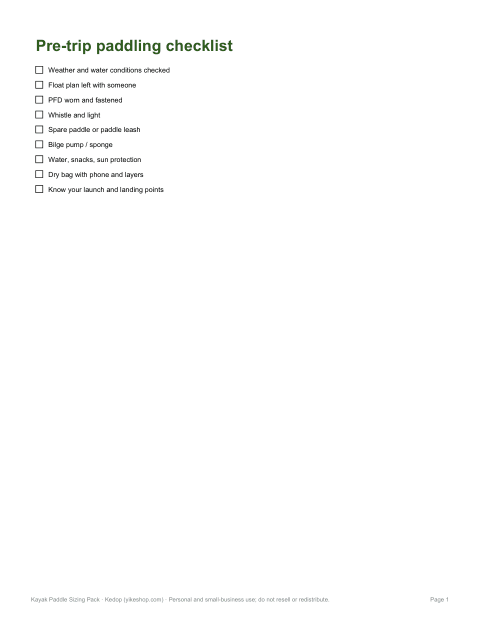 Preview of the first page of Pre-trip checklist (PDF/DOCX)