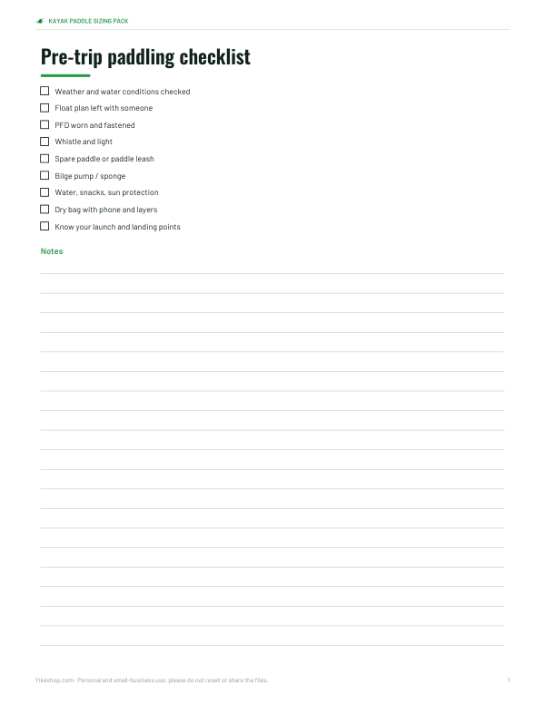Preview of Printable Pre-Trip Paddling Checklist
